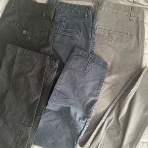 Black, Blue Chinos and Khakis with Flat Front Design. ALL 3 pants $49 1 pair @19